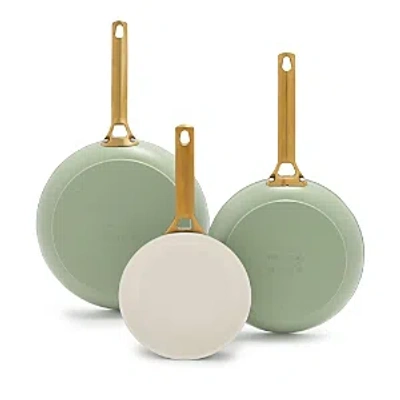 Greenpan 3 Piece Reserve Frypan Set In Dark Green