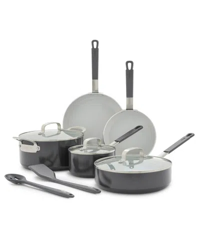 Greenpan Bobby Flay Aluminum 10-piece Cookware Set In Silver