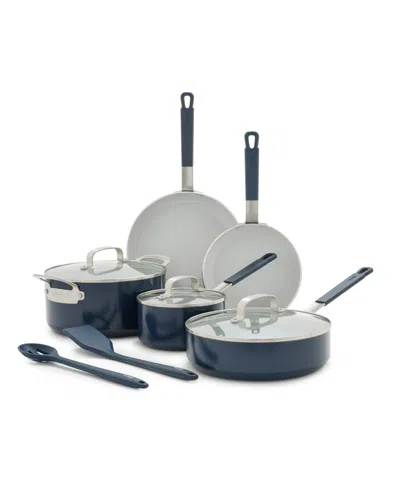 Greenpan Bobby Flay Aluminum 10-piece Cookware Set In Oxford Blue