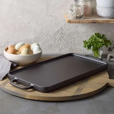 Greenpan Bobby Flay By  11” X 16.5” Reversible Cast Iron Grill Griddle In Black