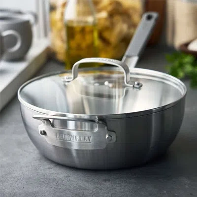 Greenpan Bobby Flay By  3.57qt Stainless Steel Chef's Pan With Lid In Silver