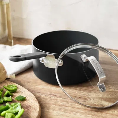 Greenpan Bobby Flay By  Professional Grade Ceramic Nonstick 2.53qt Saucepan With Lid In Black