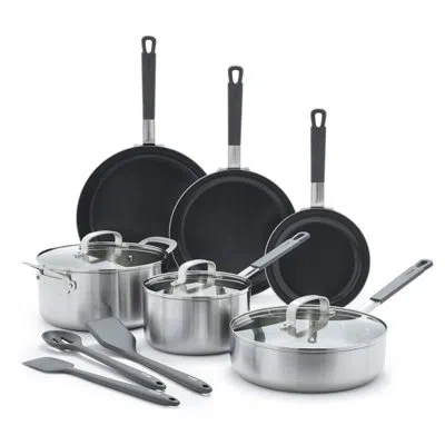 Greenpan Bobby Flay By  Stainless Steel Uncoated & Pfas-free Nonstick 12-piece Cookware Set