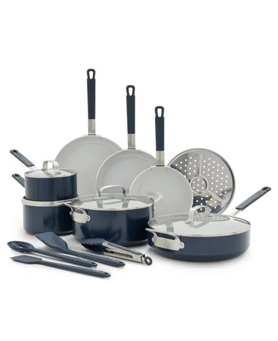 Greenpan Bobby Flay Ceramic Nonstick 16-piece Cookware Set In Oxford Blue
