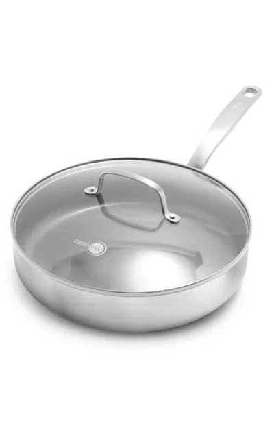 Greenpan Chatham Anodized Stainless Ceramic Nonstick Sauté Pan With Glass Lid In Stainless Steel