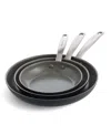 Greenpan Chatham Hard Anodized 3 Piece Frying Pan Set In Gray