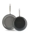 Greenpan Chatham Hard Anodized Ceramic Nonstick 2 Piece Frying Pan Set In Gray