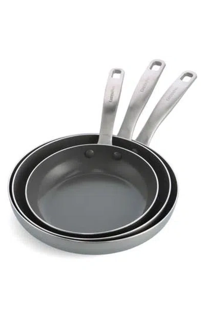Greenpan Chatham Hard Anodized Ceramic Nonstick Frying Pan Set In Stainless Steel
