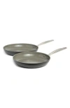 Greenpan Chatham Hard Anodized Set Of 2 Fry Pans In Grey