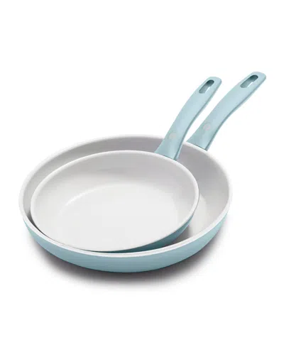 Greenpan Dover Ceramic Nonstick 2-piece Frypan Set In Blue Haze