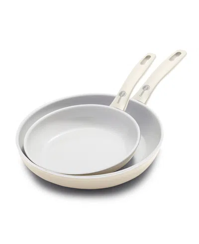 Greenpan Dover Ceramic Nonstick 2-piece Frypan Set In Cream