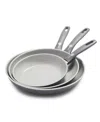Greenpan Dover Ceramic Nonstick 3-piece Frypan Set In Gray