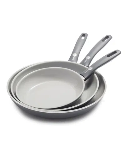 Greenpan Dover Ceramic Nonstick 3-piece Frypan Set In Gray