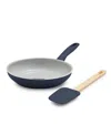 Greenpan Dover Ceramic Nonstick 7" Frypan With Spatula In Blue