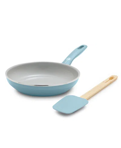 Greenpan Dover Ceramic Nonstick 8" Frypan With Spatula In Blue Haze