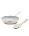 Greenpan Dover Ceramic Nonstick 8" Frypan With Spatula In Cream
