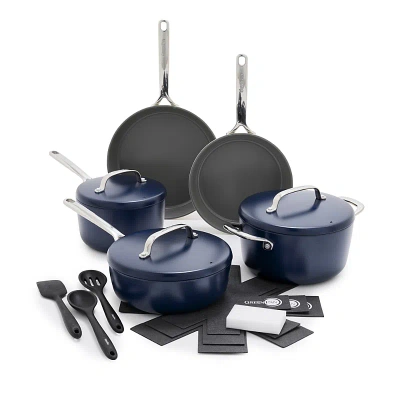 Greenpan Gp5 15 Piece Ceramic Nonstick Cookware Set In Blue