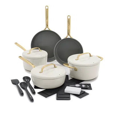 Greenpan Gp5 Champagne 8 Piece Ceramic Non-stick Cookware Set With 3-piece Utensil Set - Exclusive In Cream