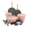Greenpan Gp5 Infinite8 11-piece Anodized Aluminum Ceramic Nonstick Cookware Set With Champagne Handl In Dusty Rose