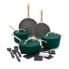 Greenpan Gp5 Champagne 8 Piece Ceramic Non-stick Cookware Set With 3-piece Utensil Set - Exclusive In Forest Green