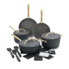 Greenpan Gp5 Infinite8 11-piece Anodized Aluminum Ceramic Nonstick Cookware Set With Champagne Handl In Slate