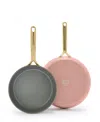 Greenpan Gp5 Champagne Healthy Ceramic Nonstick Frypan, Set Of 2 In Dusty Rose