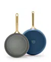 Greenpan Gp5 Champagne Healthy Ceramic Nonstick 2-pack Frypan Set In Marine