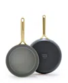 Greenpan Gp5 Champagne Healthy Ceramic Nonstick 2-pack Frypan Set In Slate