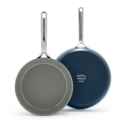 Greenpan Gp5 Hard Anodized Healthy Ceramic Nonstick 9.5” & 11” 2 Piece Frying Pan Skillet Set,heavy Gauge Scr In Oxford Blue
