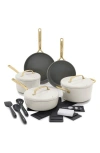 Greenpan Gp5 Infinite8 11-piece Anodized Aluminum Ceramic Nonstick Cookware Set With Champagne Handl In Cream