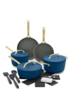 Greenpan Gp5 Infinite8 11-piece Anodized Aluminum Ceramic Nonstick Cookware Set With Champagne Handl In Marine