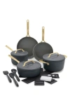 Greenpan Gp5 Infinite8 11-piece Anodized Aluminum Ceramic Nonstick Cookware Set With Champagne Handl In Slate
