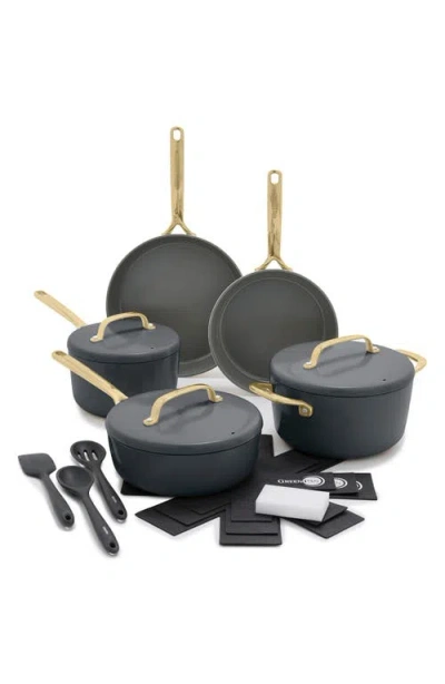 Greenpan Gp5 Infinite8 11-piece Anodized Aluminum Ceramic Nonstick Cookware Set With Champagne Handl In Slate