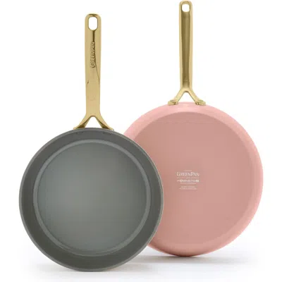 Greenpan Gp5 Set Of 2 Stainless Steel Nonstick Frying Pans In Dusty Rose