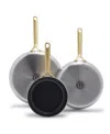 Greenpan Gp5 Stainless Steel 3-piece Frypan Set In Metallic