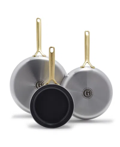 Greenpan Gp5 Stainless Steel 3-piece Frypan Set In Metallic
