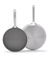 Greenpan Gp5 Stainless Steel Healthy Ceramic Nonstick 2-piece Fry Pan Set, 10" And 12" In Stainless Steel