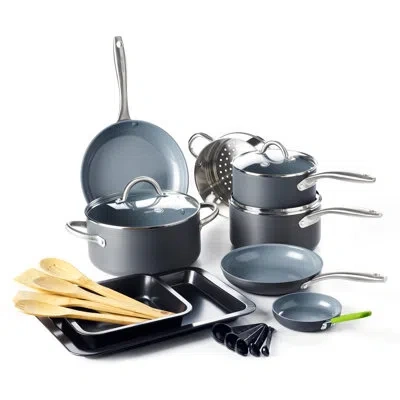 Greenpan Lima Healthy Ceramic Nonstick 18 Piece Cookware Set In Gray