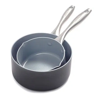 Greenpan Lima Healthy Ceramic Nonstick Saucepan Set, 1 & 2 Quart In Gray