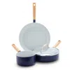 Greenpan Mid Century Modern Healthy Ceramic Cookware Set, Pfas Free, Navy Blue