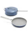 Greenpan Nova 3pc Frypan & Saute Pan With Lid Set In Blue