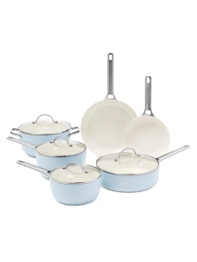 Greenpan Padova 10-piece Stainless Steel & Ceramic Pan Set In Light Blue