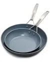 Greenpan Paris Pro 10in & 12in Open Frypan Set In Black