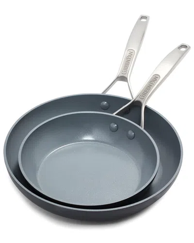 Greenpan Paris Pro 8in & 10in Open Frypan Set In Black