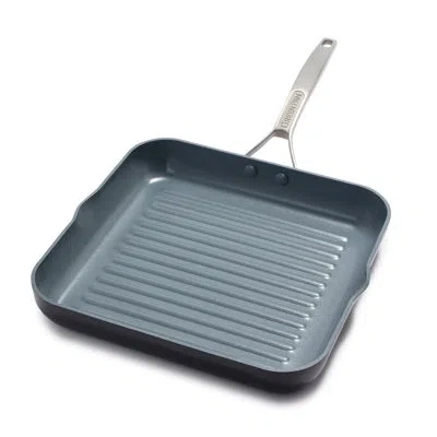 Greenpan Paris Pro Healthy Ceramic Nonstick 11" Square Grill Pan In Silver;gray