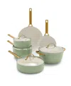 Greenpan Reserve 10-piece Cookware Set In Sage