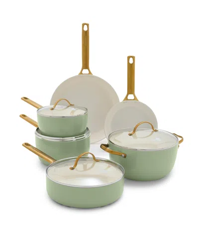 Greenpan Reserve 10-piece Cookware Set In Dark Green