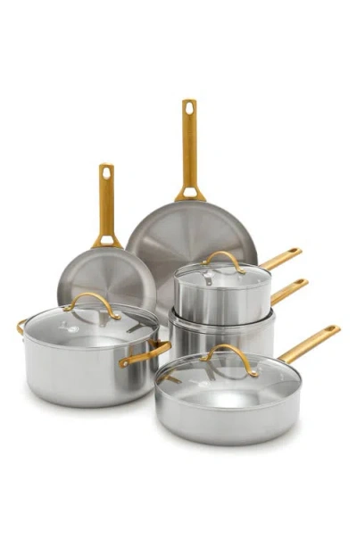 Greenpan Reserve 10-piece Stainless Steel Cookware Set In Silver