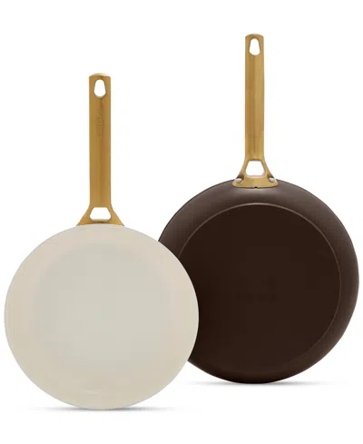 Greenpan Reserve 2-pc. Hard-anodized Nonstick Frypan Set, 8 & 10", Exclusively At Macy's In Chocolate