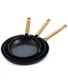 Greenpan Reserve Black Ceramic Nonstick 3pc Fry Pan Set In Black
